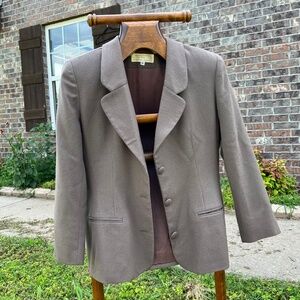 Vintage 100% Wool Blazer, Taupe